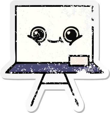 Bir insan tarafından çizilmiş beyaz bir karikatür çıkartması.