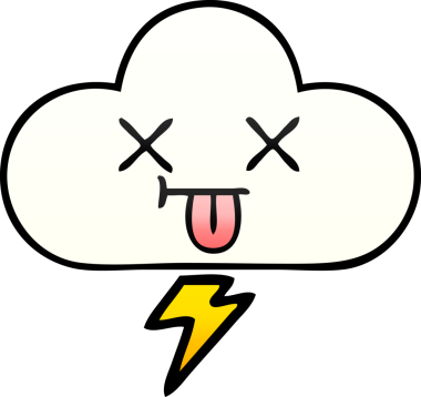 Bir insan tarafından çizilmiş gök gürültüsü bulutunun gölgelenmiş karikatürü