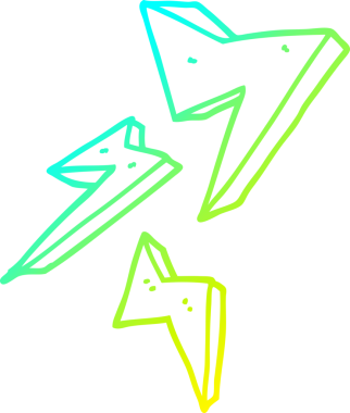 Bir insan tarafından çizilmiş bir çizgi film yıldırımının soğuk gradyan çizimi