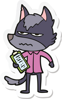 Bir insan tarafından çizilmiş kızgın bir kurdun çıkartması.