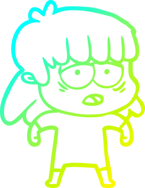 Bir insan tarafından çizilmiş, karikatür çizen yorgun bir kadın.