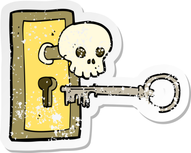 Bir insan tarafından çizilmiş ürkütücü bir çizgi filmin gerilimli çıkartması.