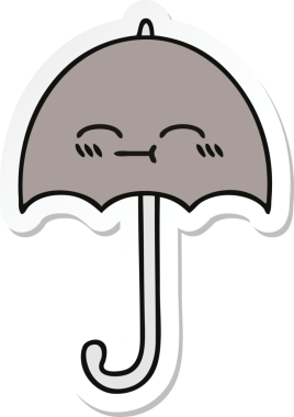 Bir insan tarafından çizilmiş şirin bir şemsiye çıkartması.