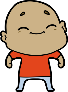 Bir insan tarafından çizilmiş mutlu, kel adam.