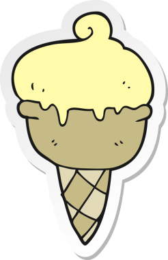 Bir insan tarafından çizilmiş karikatür dondurma etiketi.