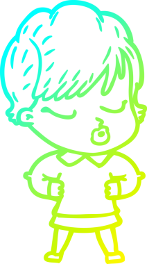 Bir insan tarafından çizilmiş gözleri olan bir karikatür kadın çizimi