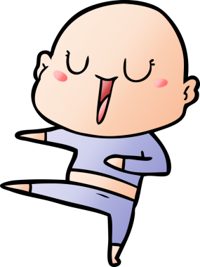 Bir insan tarafından çizilmiş mutlu, kel adam.