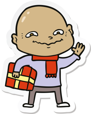 Bir insan tarafından çizilmiş Xmas 'lı karikatür asabi bir adamın çıkartması.