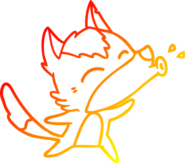 Bir insan tarafından çizilen uluyan kurt çizgi filminin sıcak gradyan çizimi