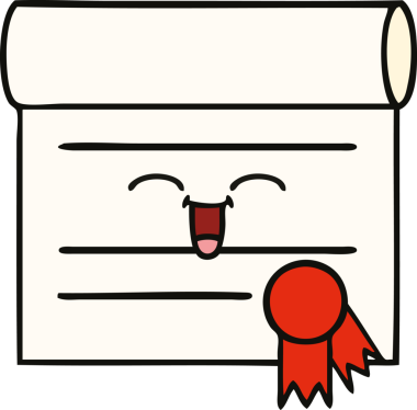 Bir insan tarafından çizilmiş şirin bir sertifika karikatürü.