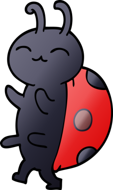 Bir insan tarafından çizilmiş sevimli karikatür uğur böceği.