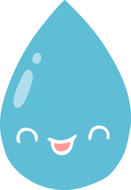 Bir insan tarafından çizilmiş düz renk çizgi film tatlı yağmur damlası