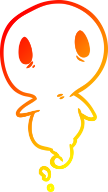 Bir insan tarafından çizilmiş sevimli bir hayaletin sıcak çizgi çizimi