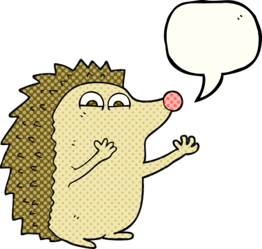 El yazısıyla çizilmiş çizgi roman konuşma balonu. Bir insan tarafından çizilmiş şirin kirpi.