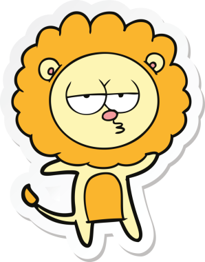 Bir insan tarafından çizilmiş canı sıkkın bir aslanın çıkartması.