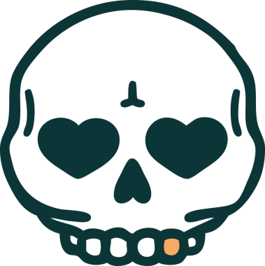 Bir insan tarafından çizilmiş bir kafatasının ikonik dövme şekli