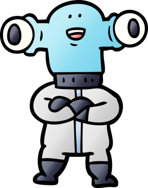 Bir insan tarafından çizilmiş dostane bir uzaylı çizgi filmi.