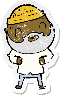 Bir insan tarafından çizilmiş sakallı bir adamın sıkıntılı çıkartması.