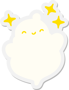 Bir insan tarafından çizilmiş şirin cadılar bayramı hayalet çıkartması.