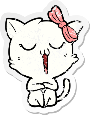 Bir insan tarafından çizilmiş karikatür bir kedinin sıkıntılı çıkartması.