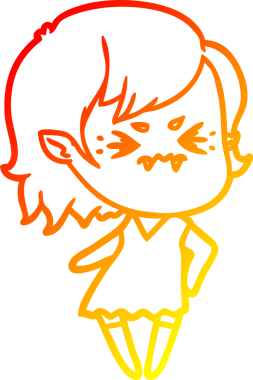 Bir insan tarafından çizilmiş kızgın bir vampir kız çizgi çizimi.