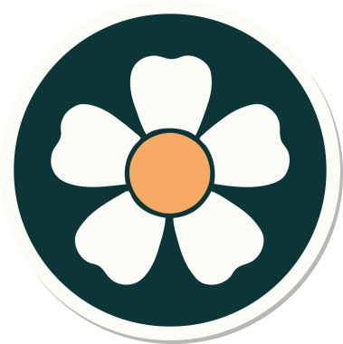 Bir insan tarafından çizilmiş geleneksel bir çiçek stiliyle dövme çıkartması.