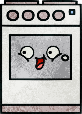 Bir insan tarafından çizilmiş mutfak fırınının retro grunge deseni.