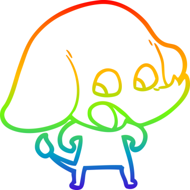 Gökkuşağı gradyan çizgisi bir insan tarafından çizilmiş şirin bir fil çizimi