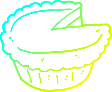 Bir insan tarafından çizilen çizgi film pastasının soğuk gradyan çizimi