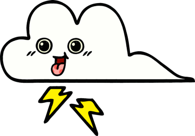 Bir insan tarafından çizilmiş bir fırtına bulutunun karikatürü.