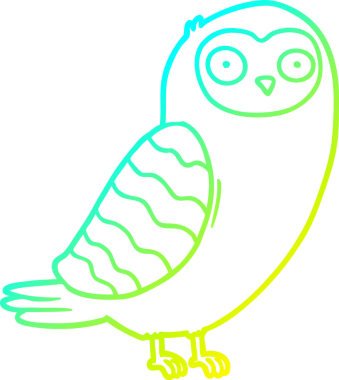 Bir insan tarafından çizilmiş bir baykuşun soğuk çizgi çizimi