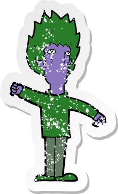 Bir insan tarafından çizilmiş vampir bir çizgi filmin gerilimli yapıştırması.