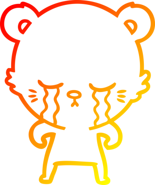 Bir insan tarafından çizilen ağlayan çizgi film ayısının sıcak çizgi çizgisi.