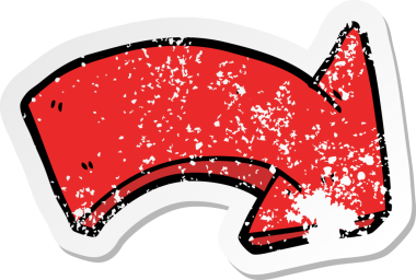 Bir insan tarafından çizilmiş ok işaretli karikatür çıkartması.