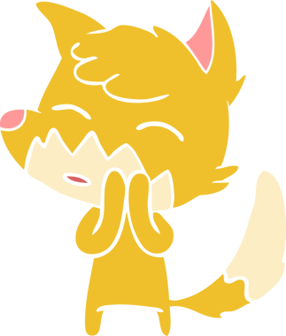 Bir insan tarafından çizilmiş düz renk çizgi film tilkisi