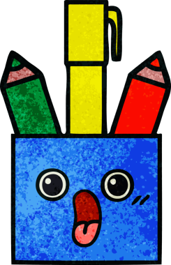 Bir insan tarafından çizilmiş bir kalem tenceresinin retro grunge desen karikatürü