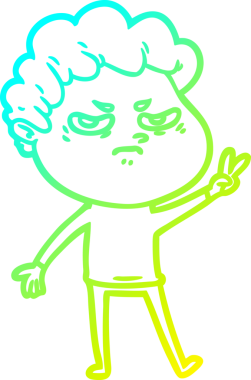 Bir insan tarafından çizilmiş kızgın bir adamın soğuk çizgi çizimi.