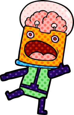 Bir insan tarafından çizilmiş çizgi film robotu