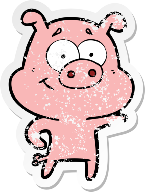 Bir insan tarafından çizilmiş bir domuzun sıkıntılı çıkartması.