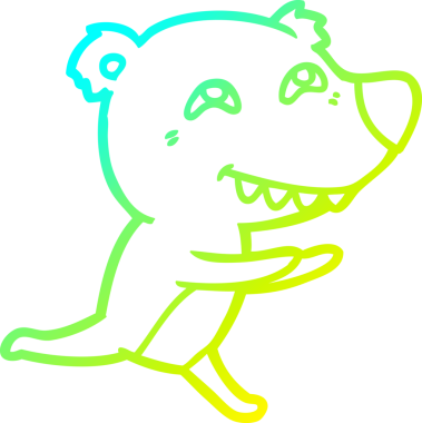 Bir insan tarafından çizilen çizgi film ayısının soğuk gradyan çizimi