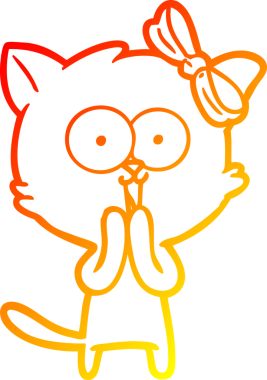 Bir insan tarafından çizilmiş çizgi film kedisinin sıcak çizgi çizimi