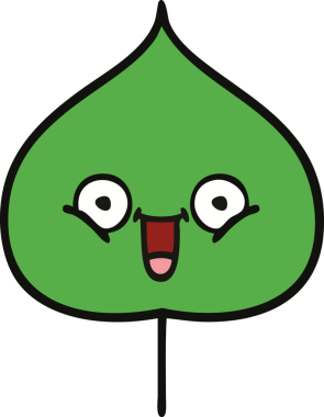 Bir insan tarafından çizilmiş dışavurumsal yaprağın sevimli karikatürü.