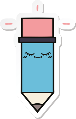 Bir insan tarafından çizilmiş şirin bir karikatür kalemi çıkartması.