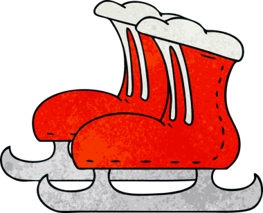 Bir insan tarafından çizilmiş el yapımı karikatür karalama buz pateni botları