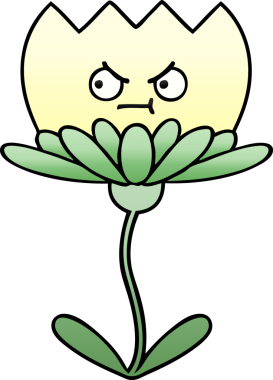 Bir insan tarafından çizilmiş rengarenk bir çiçek karikatürü.