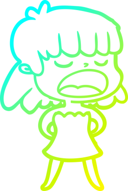 Bir insan tarafından yüksek sesle çizilmiş bir karikatür kadın çizimi.