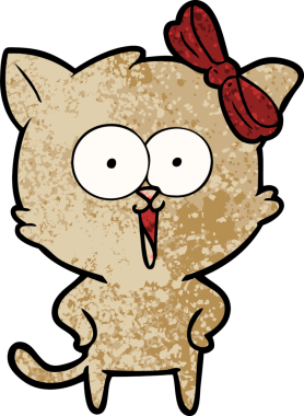 Bir insan tarafından çizilmiş çizgi film kedisi.