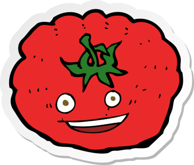 Bir insan tarafından çizilmiş bir domates etiketi.