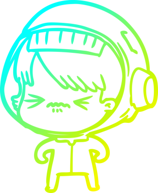 Bir insan tarafından çizilmiş kızgın bir uzay kızı çizimi.