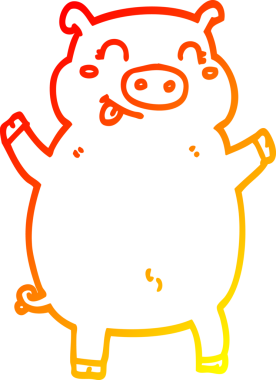 Bir insan tarafından çizilmiş çizgi film domuzu çizimi.